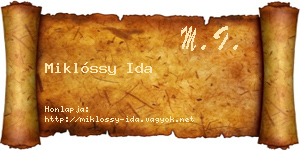 Miklóssy Ida névjegykártya