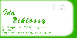 ida miklossy business card